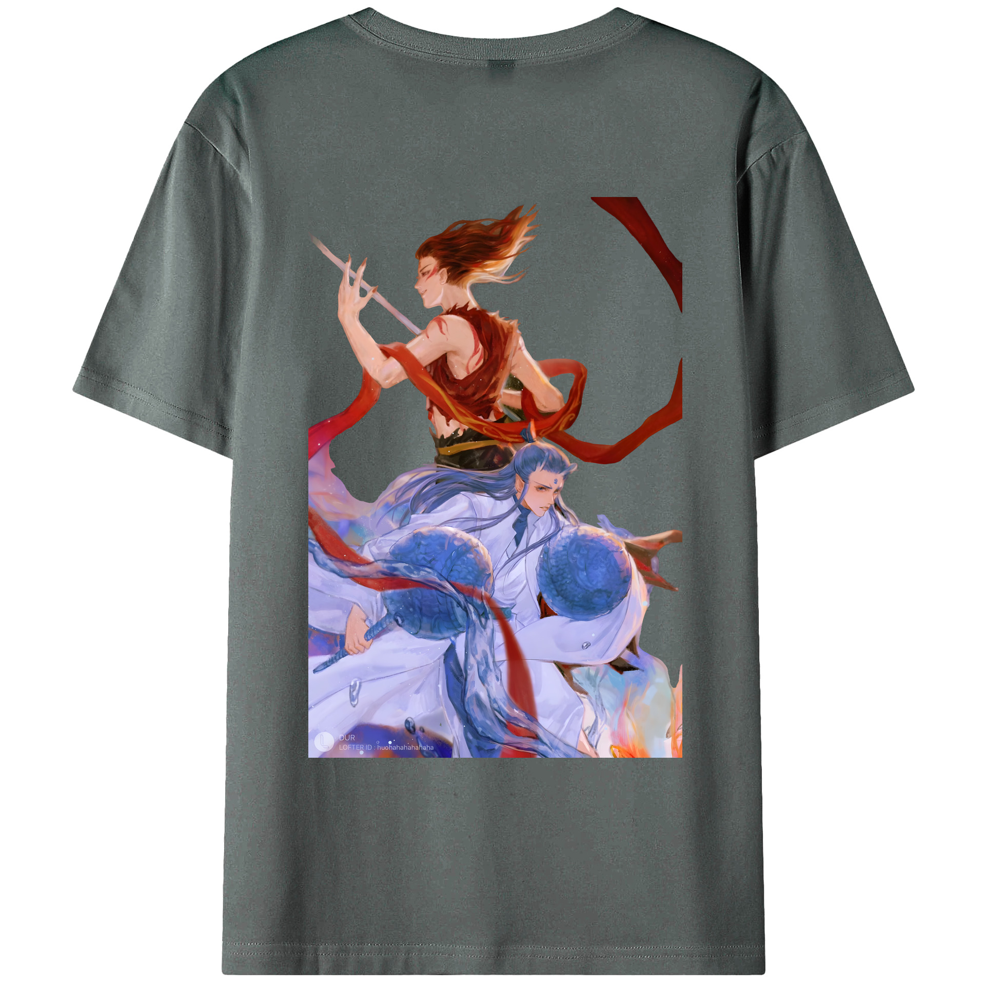 （画像用） Ne Zha 2 ナタ 魔童の大暴れ 綿100％ メンズ半袖Tシャツ（バックプリント） 通気性